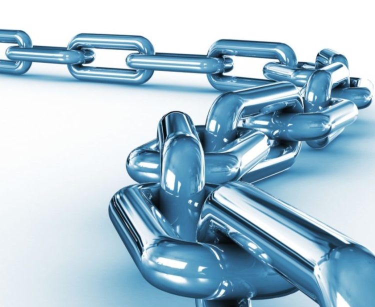 Shiny blue links in a Chain Shiny blue links in a Chain