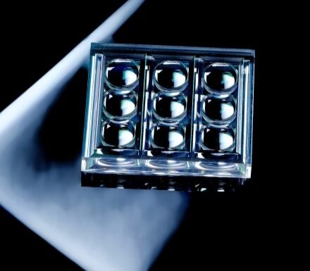 Close-up of INGENERIC multichannel microlens array for multispectral imaging.