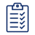 Blue task list icon symbolizing quality control.